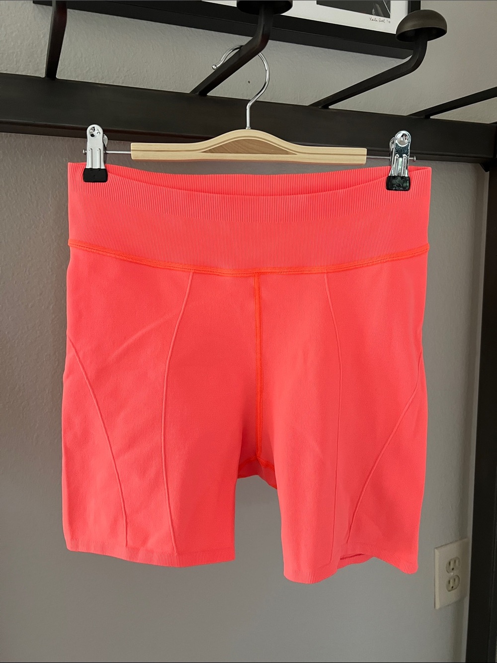 FP Movement by Free People Bright Coral High-Waist Bike Shorts